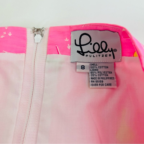 Lilly Pulitzer Pink Yellow Green Beachcomber Bird Print Rare Vintage Skirt - Picture 13 of 13